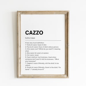 Italian Definition Print | Cazzo Definition | Italian Wall Decor | Italian Gifts | Minimalist Decor | Digital Download Printable