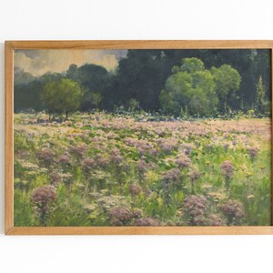 Meadow Landscape Painting Vintage Spring Printable Wall Art Antique Watercolor Art Print Spring Wall Decor Download Rustic Wall Art image 3