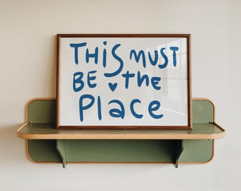 Quote Print, Blue Hand Lettering Wall Art, Contemporary Unframed Print