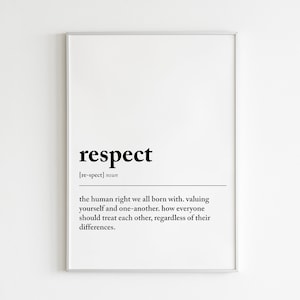 Respect Definition Print: Minimalist Wall Art (Digital Download)