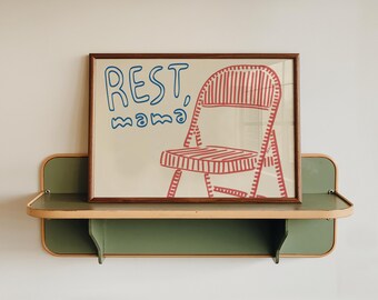 Typography Print, Rest Mama Quote, Minimalist Wall Art