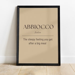 abbiocco definition | definition print | italian wall art | living room wall art | minimalist home decor | digital download | italian gift