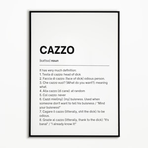 Cacio Dictionary Cazzo Definition Print | Italian Wall Art (digital Download) - Etsy
