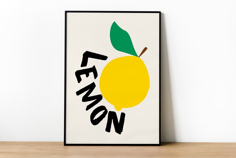 Aesthetic Kitchen Wall Art, Lemon Girl Gift, Lemon Poster, Kitchen Print, Kitchen Poster, Large Wall Art, Digital Wall Art Print image 9