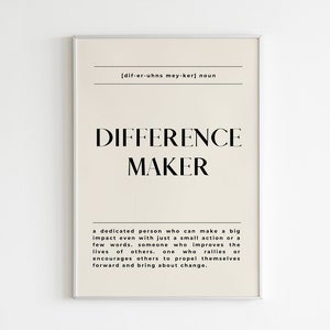 Difference Maker Definition Print Minimalist Wall Art For Sister, Best Friend, Mentor Instant Download Minimal Beige Wall Art image 5