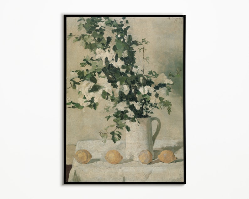 vintage farmhouse kitchen decor still life oil painting lemon wall art cottagecore print kitchen art printable art image 5