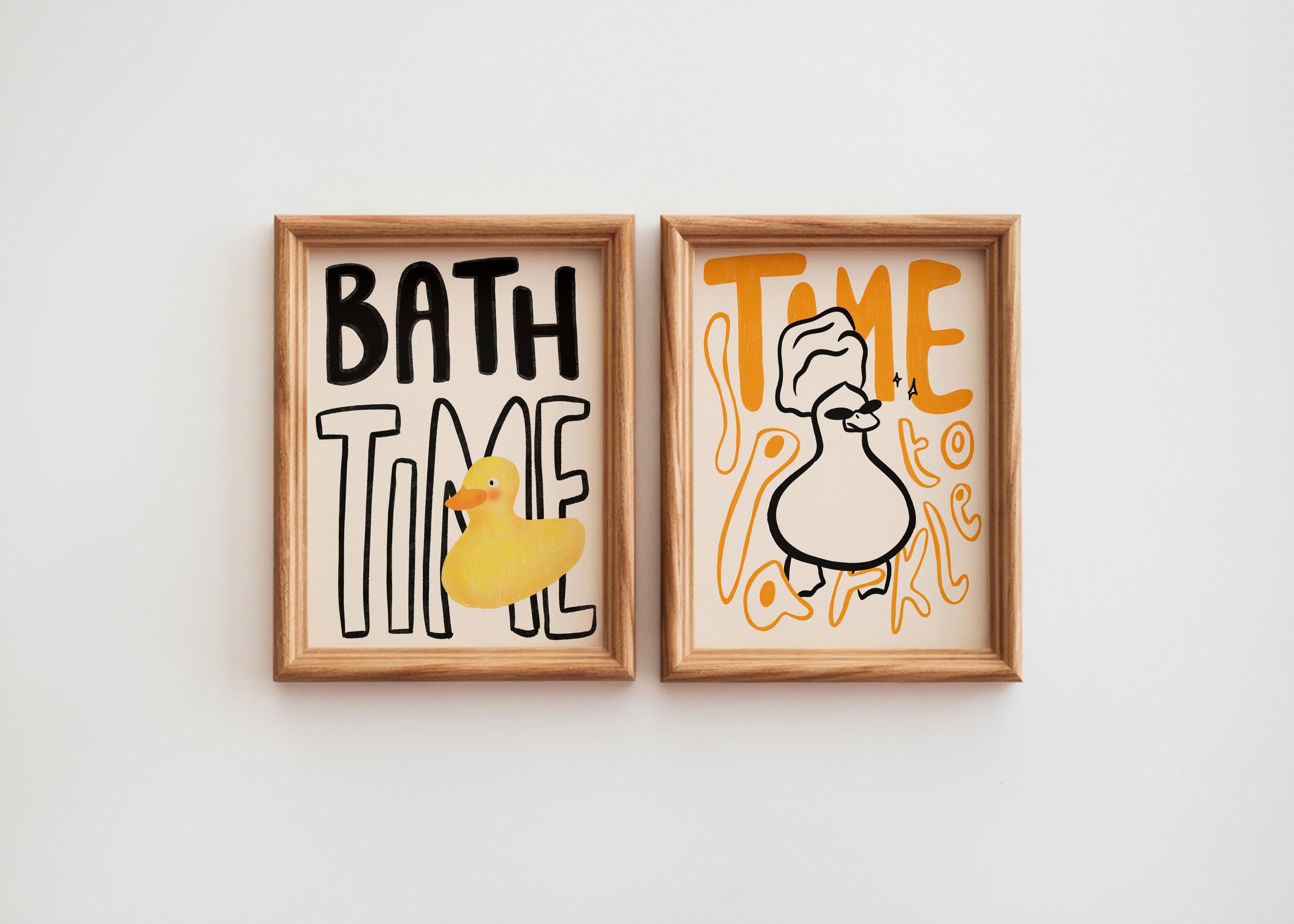 Playful Rubber Duck Bathroom Prints | Fun Kids Bath Decor (digital ...