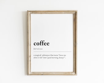 coffee definition printable wall art | coffee bar printable | coffee bar art | coffee print | coffee bar decor | digital download