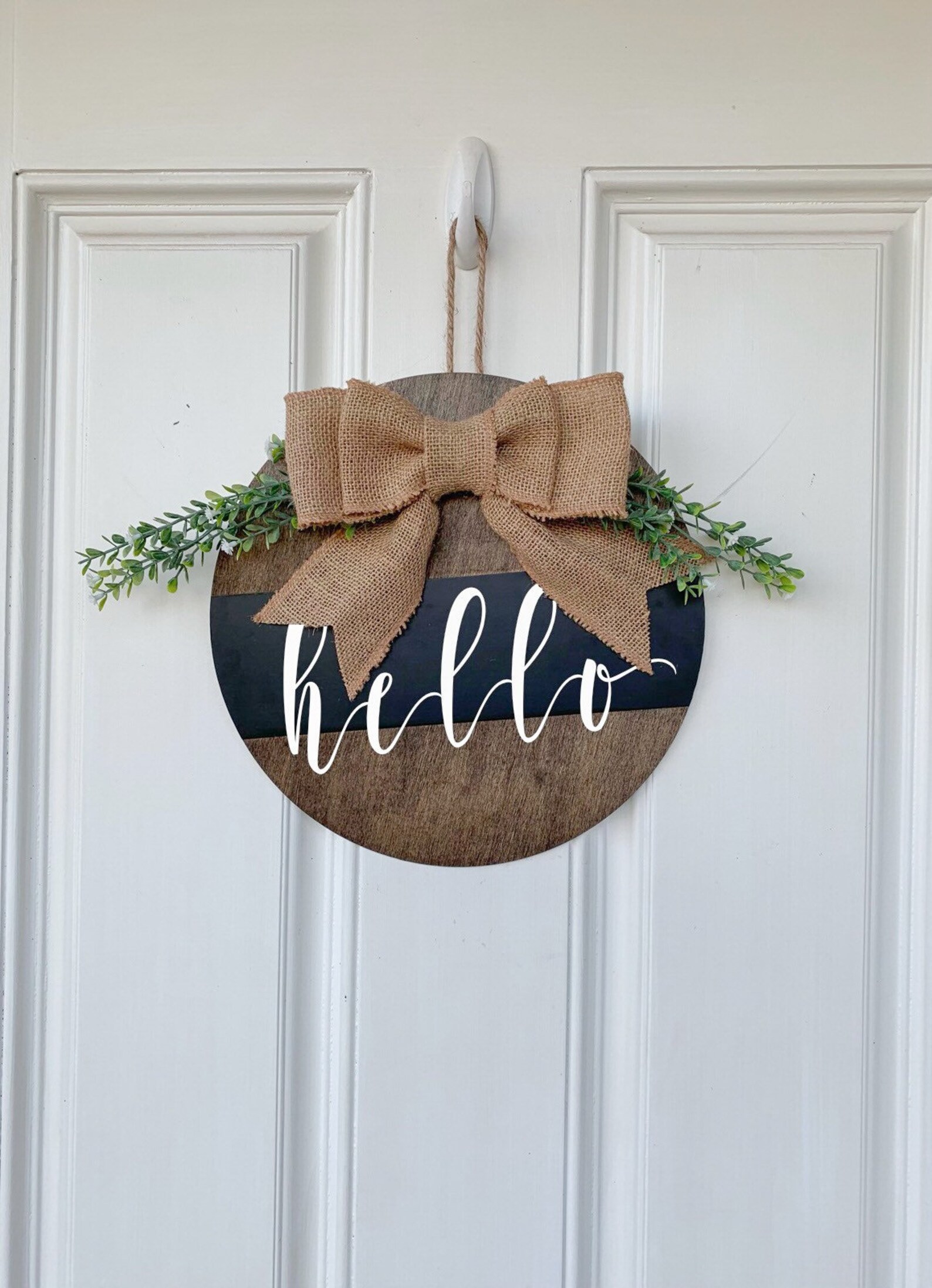 Custom Door Hanger Last Name Door Hanging Round Hanger Wood Etsy