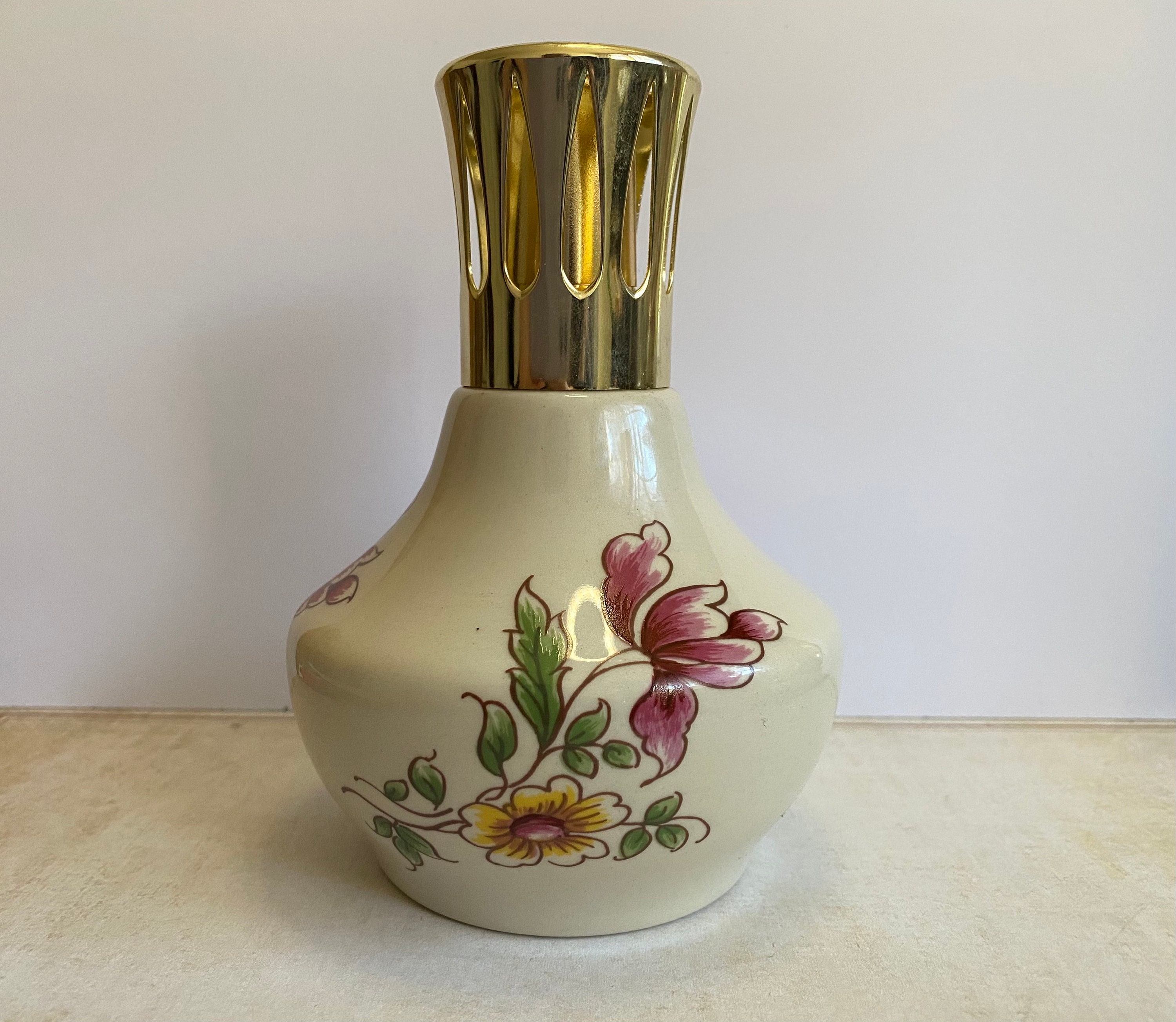 Lampe Berger Vintage Made in France Motif Floral Jars en Parfait État