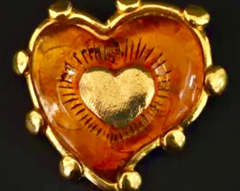 Jacky de G Large Vintage Heart Brooch Gift for Women