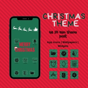Snow Christmas iPhone Icon Pack | iPhone iOS15 App Icons Red Green Snow