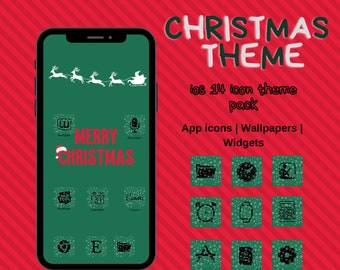 Snow Christmas iPhone Icon Pack | iPhone iOS15 App Icons Red Green Snow