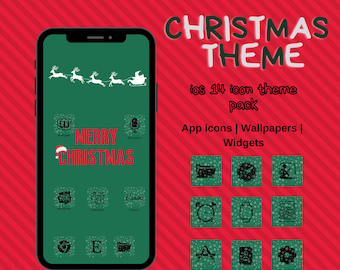 Snow Christmas iPhone Icon Pack | iPhone iOS15 App Icons Red Green Snow