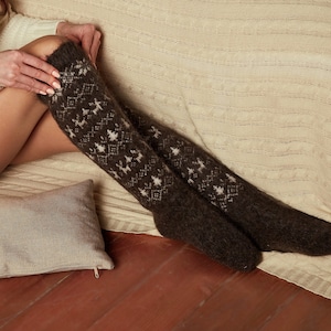 Knee-High Wool Socks, Beautiful Winter Long Wool Socks, Great Loungewear Gift for Her