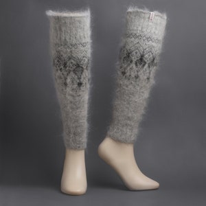 Fluffy Wool Leg Warmers, Soft Wool Leggings for Cozy Loungewear, Frosty Fir image 3