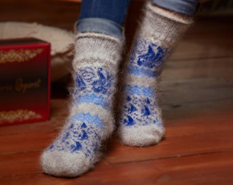 Wool Crew Socks Unisex Sustainable Clothing Gift for Men or Women Perfect for Lounging or Camping, Nautical Seascape