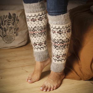 Woolie Leg Warmers, Hygge Women's Christmas Leg Warmers, Mistletoe Magic