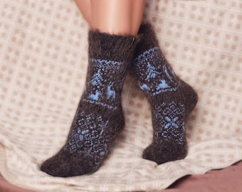 Thick Wool Crew Socks, Perfect for Sustainable Winter Gifting or Great Gift for Hiker, Alpine Night