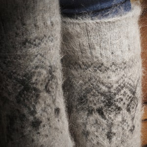 Fluffy Wool Leg Warmers, Soft Wool Leggings for Cozy Loungewear, Frosty Fir image 2