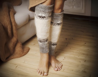 Jambières confortables en laine, jambières douces en laine pour Pilates ou yoga, café et crème