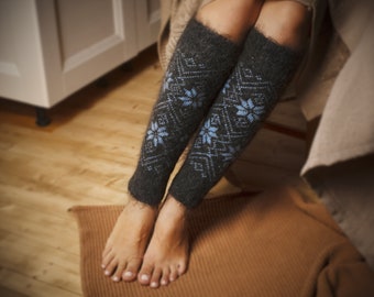 Wool Leg Warmers, Cozy Wool Leg Warmers for Women, Great Gift for Dancer Yoga Lover or Hiker, Blizzard Breeze