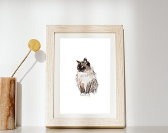 Custom Cat Portrait, Hand-Drawn Pet Illustration (Digital)
