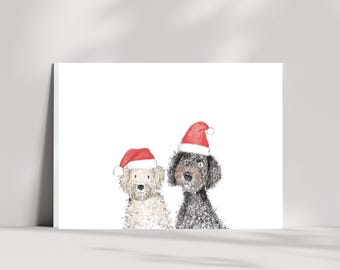 Personalized Pet Christmas Card, Custom Dog Art (Digital Download)