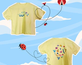 Kids Oversized Cotton T‑Shirt • Hand‑Pressed Graphic Tee for Boys & Girls • Soft 100% Cotton Baggy Fit • Love Bug design