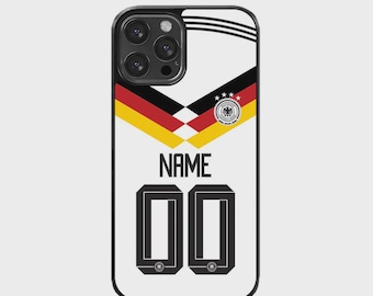 Telefoonhoesje met WK 2026-shirt, gepersonaliseerde naam en nummer, voetbalfanhoesje, Duitsland, Turkije, Brazilië, iPhone, Samsung cadeau