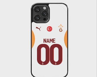 Galatasaray Vitt Mobilskal med Namn – Personligt Fanskal i Jerseydesign | Personligt Tryckt Skal | Tillverkad i Tyskland