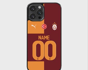 Galatasaray-telefonskal med namn – tröjdesign | Anpassat supporterskal | Personligt tryckt skal | Tillverkat i Tyskland