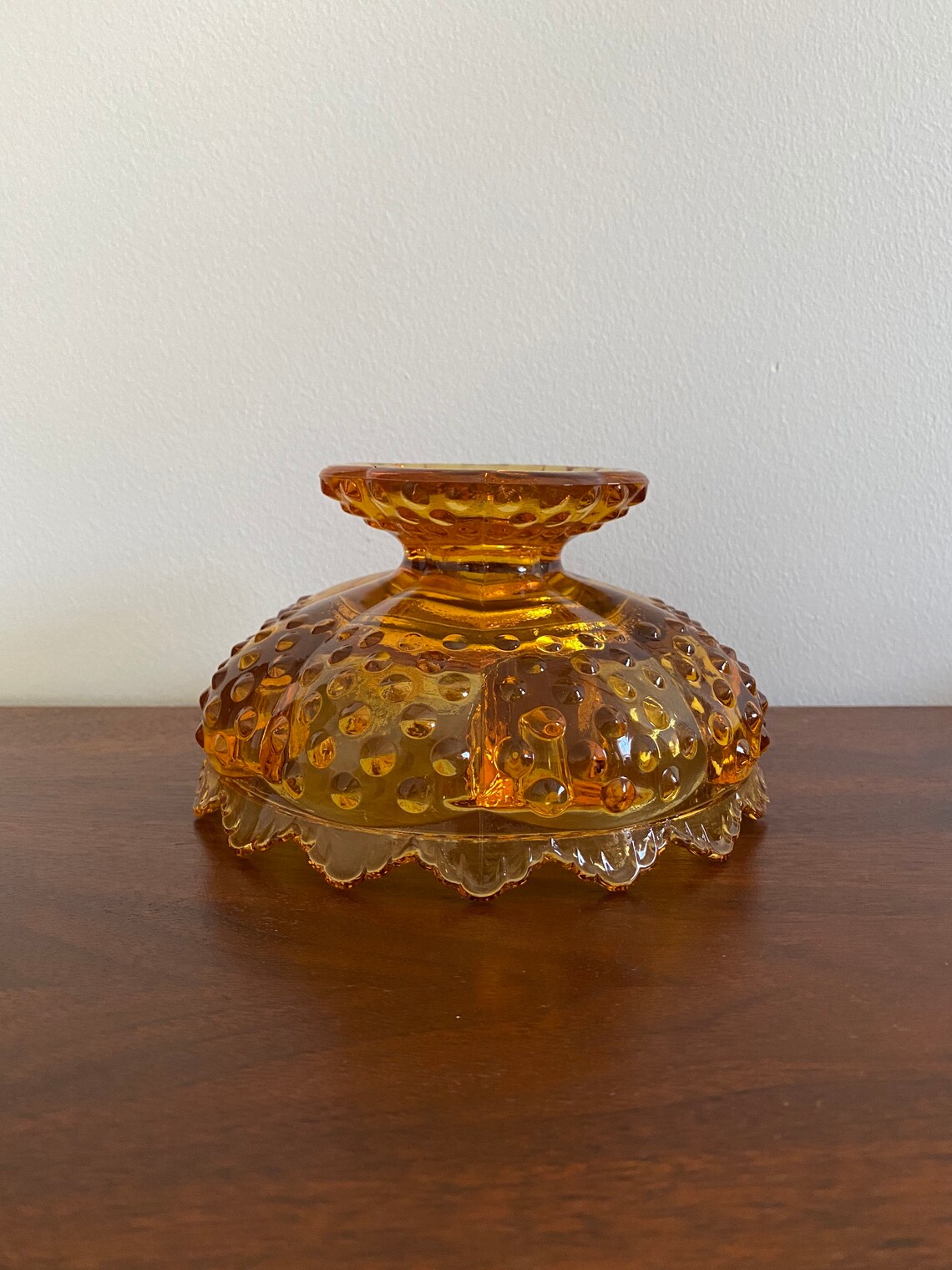 Fenton Amber Glass Hobnail Candle Holder Etsy