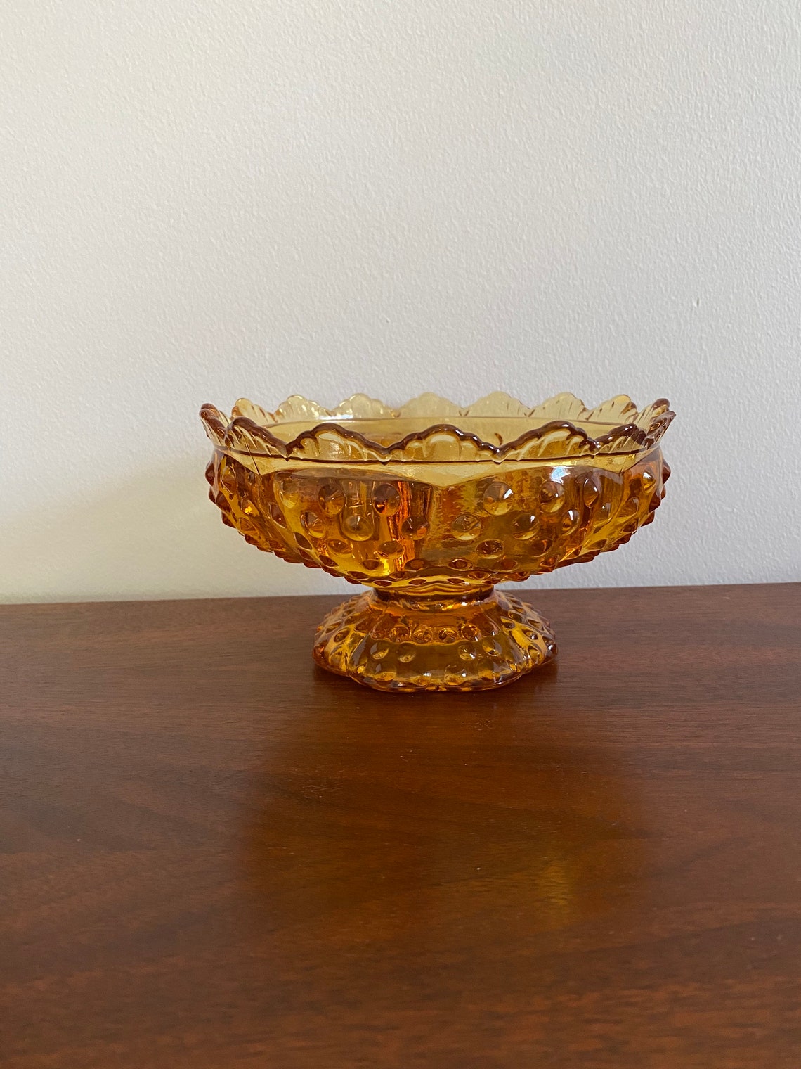 Fenton Amber Glass Hobnail Candle Holder Etsy