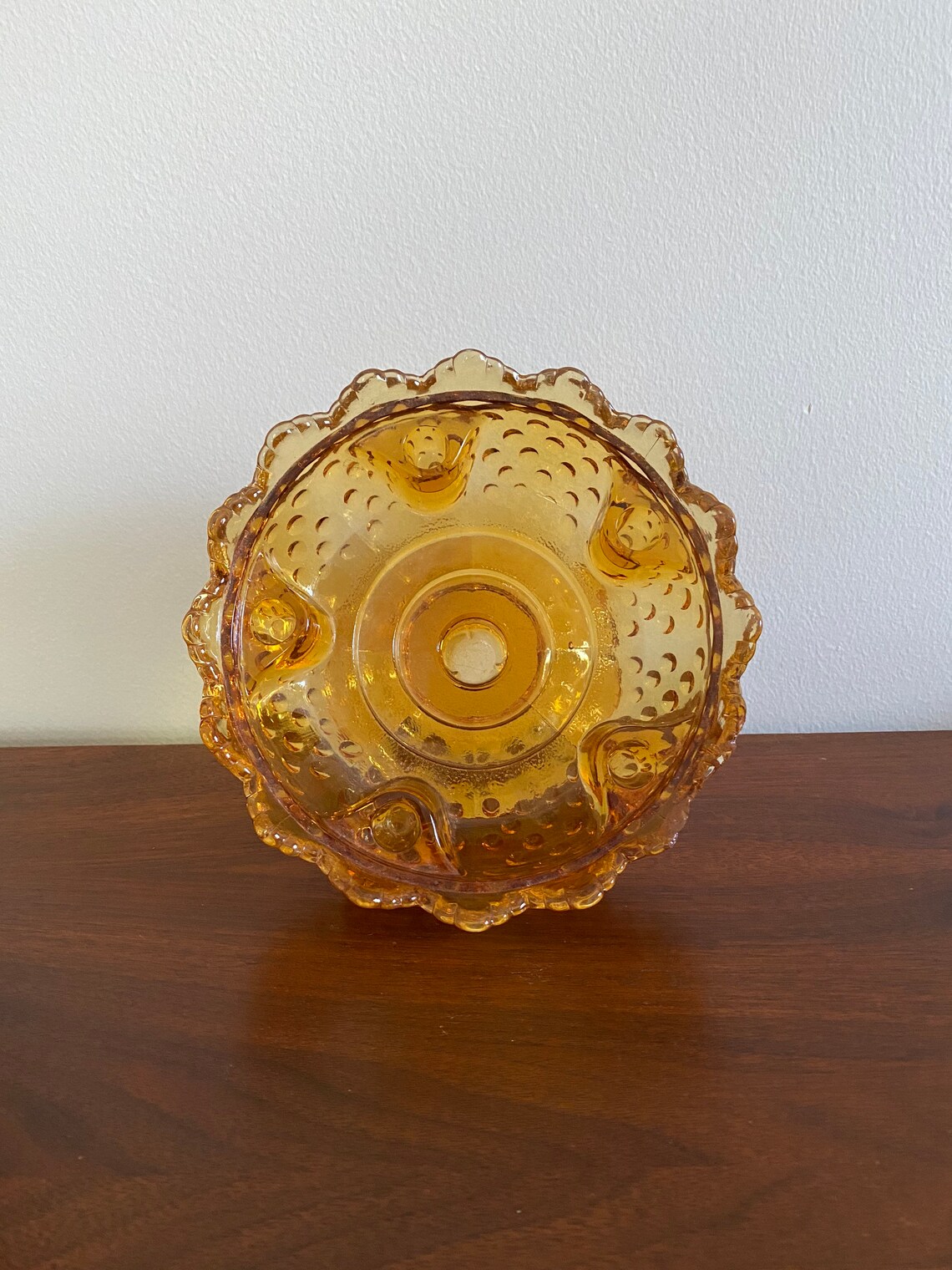 Fenton Amber Glass Hobnail Candle Holder Etsy