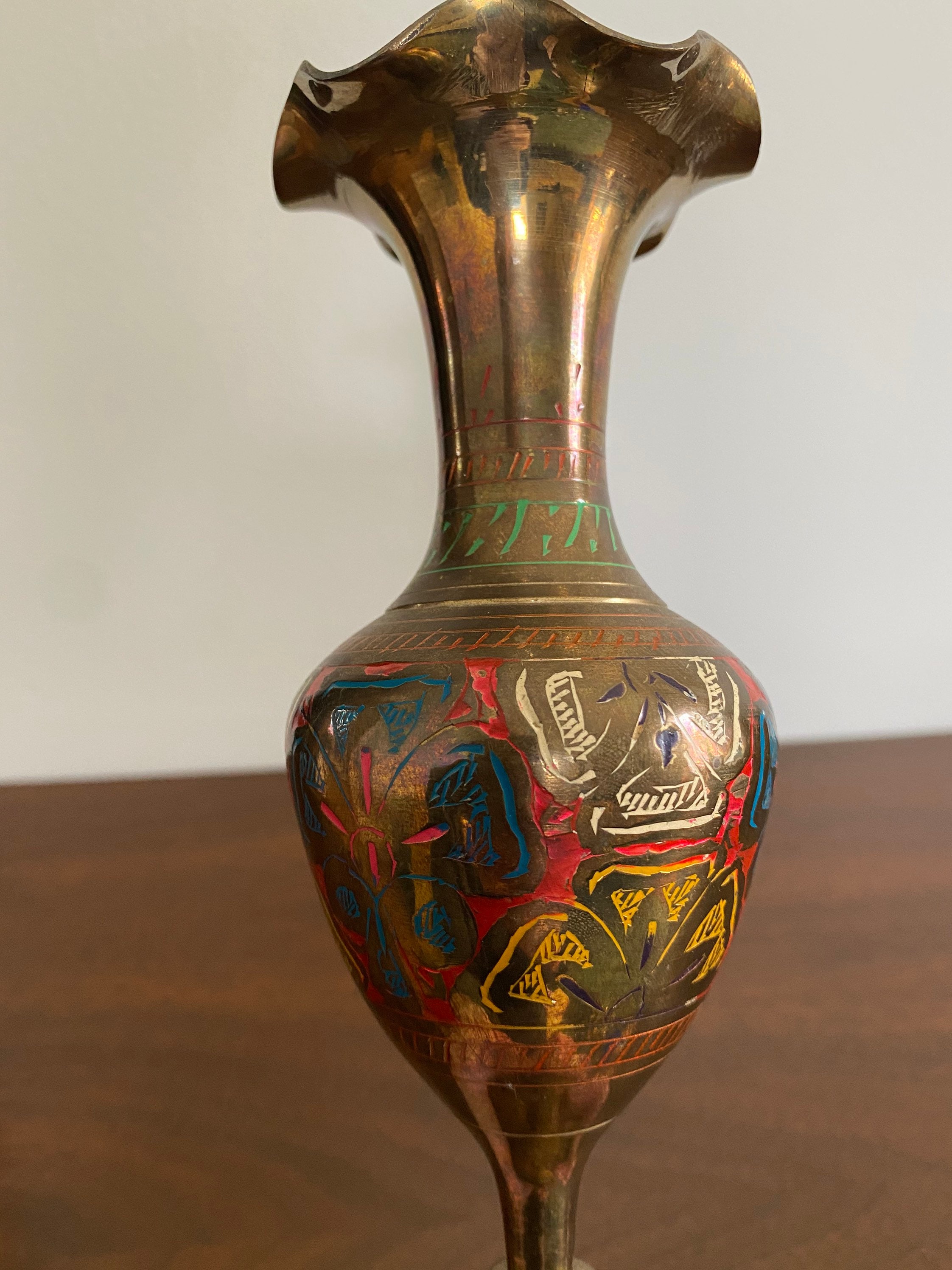 Painted Brass Vase Etsy