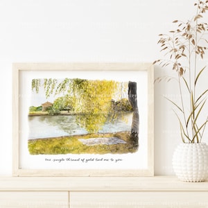 one single thread of gold tied me to you, invisible string inspired hand painted watercolor print and poster, centennial park, unframed