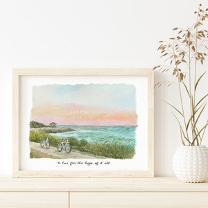 August Hand Painted Watercolor, Unframed Print & Poster, to live for the hope of it all, watercolor art, sunset at the beach
