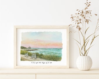 August Inspired Watercolor, Unframed Print & Poster, to live for the hope of it all, watercolor art, sunset at the beach,