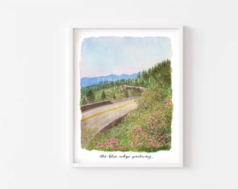 Blue Ridge Parkway Hand-Painted Watercolor Art Print and Poster (signed, unframed)
