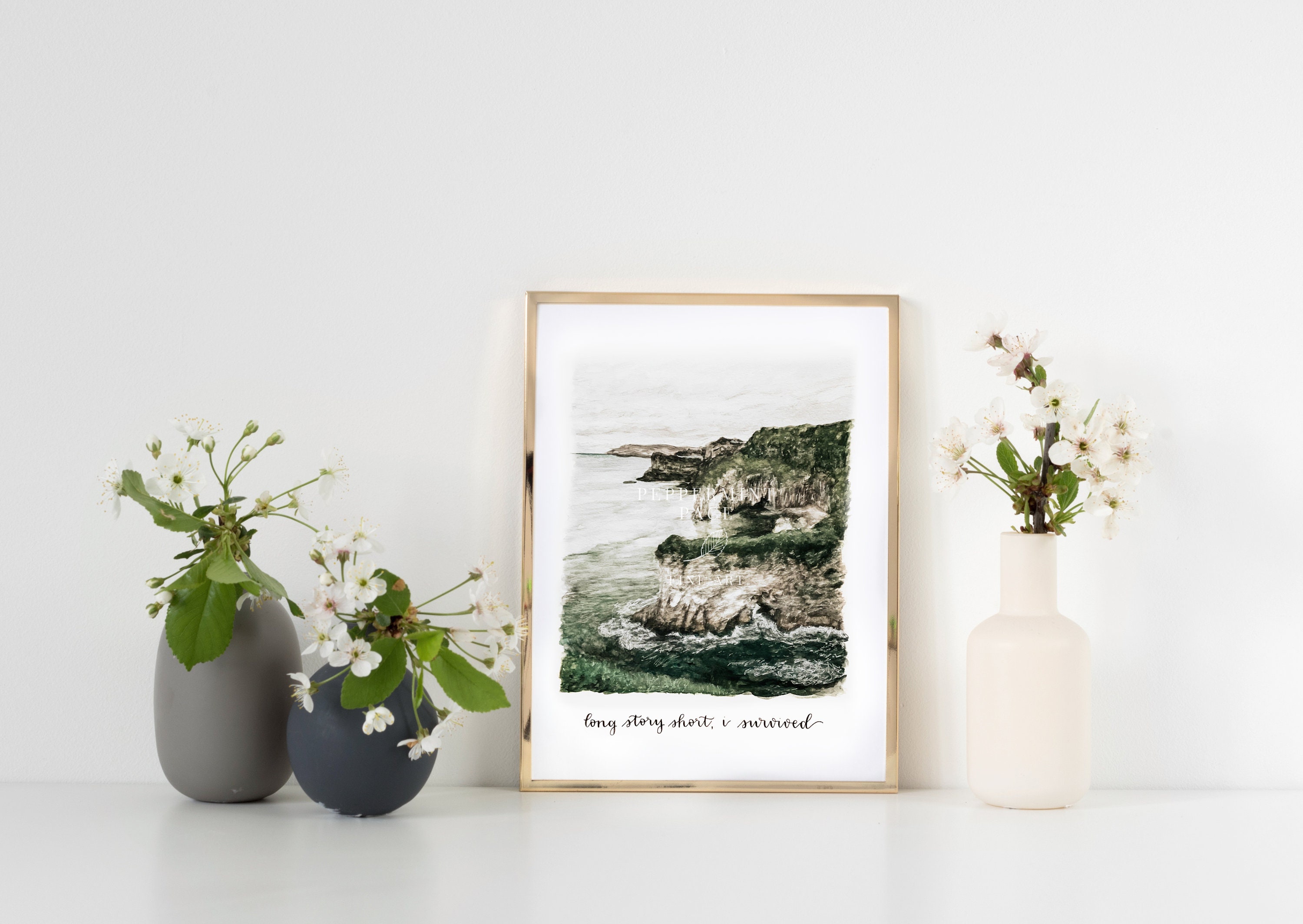 long story short i survived hand painted watercolor, unframed print and poster