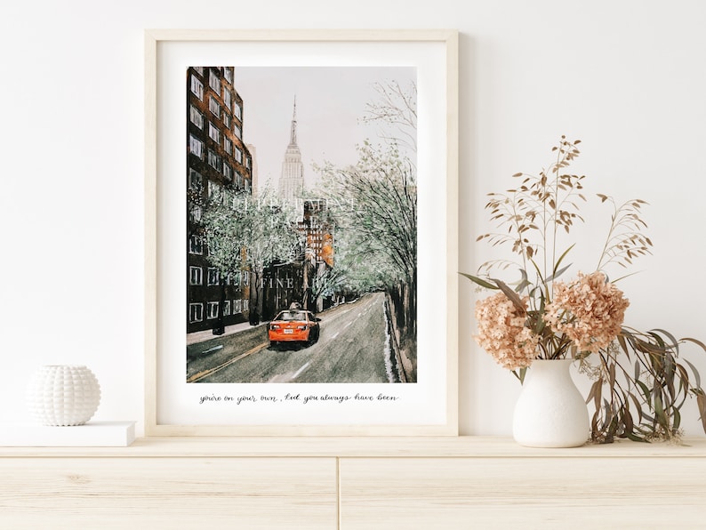 You're On Your Own, Kid watercolor painting, take the moment and taste it, Midnights, Unframed Print and Poster, New York City, unframed on your own caption