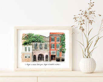I hope I never lose you, hope it never ends, Cornelia Street, New York City Watercolor, Art Print and Poster, unframed