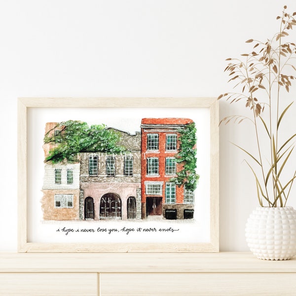 Cornelia Street Espero no perderte nunca, espero que nunca termine, impresión y póster de acuarela de Nueva York (firmado, sin marco)