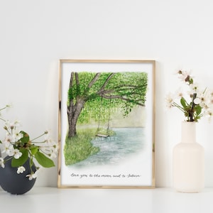 love you to the moon and to saturn seven hand painted watercolor, print and poster, unframed