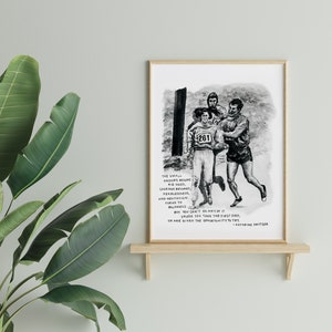 inspirational marathon hand painted watercolor art print and poster, unframed