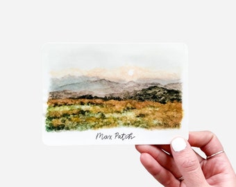 Max Patch Watercolor Weatherproof Sticker, Car Decal, Appalachian Trail, Hiking, North Carolina, Asheville