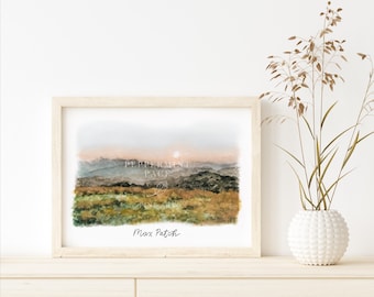 Max Patch hand painted watercolor, Asheville, Tennessee, North Carolina, Appalachian Trial, Hiking, Art Print, Landscape, unframed