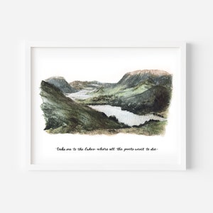 The Lakes Watercolor, take me to the lakes, lyric, quote, art, poster, folklore, evermore, unframed