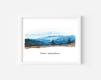 Roan Mountain Watercolor, Carver's Gap, Appalachian Trail, Hiking, Tennessee, North Carolina, Art print, unframed